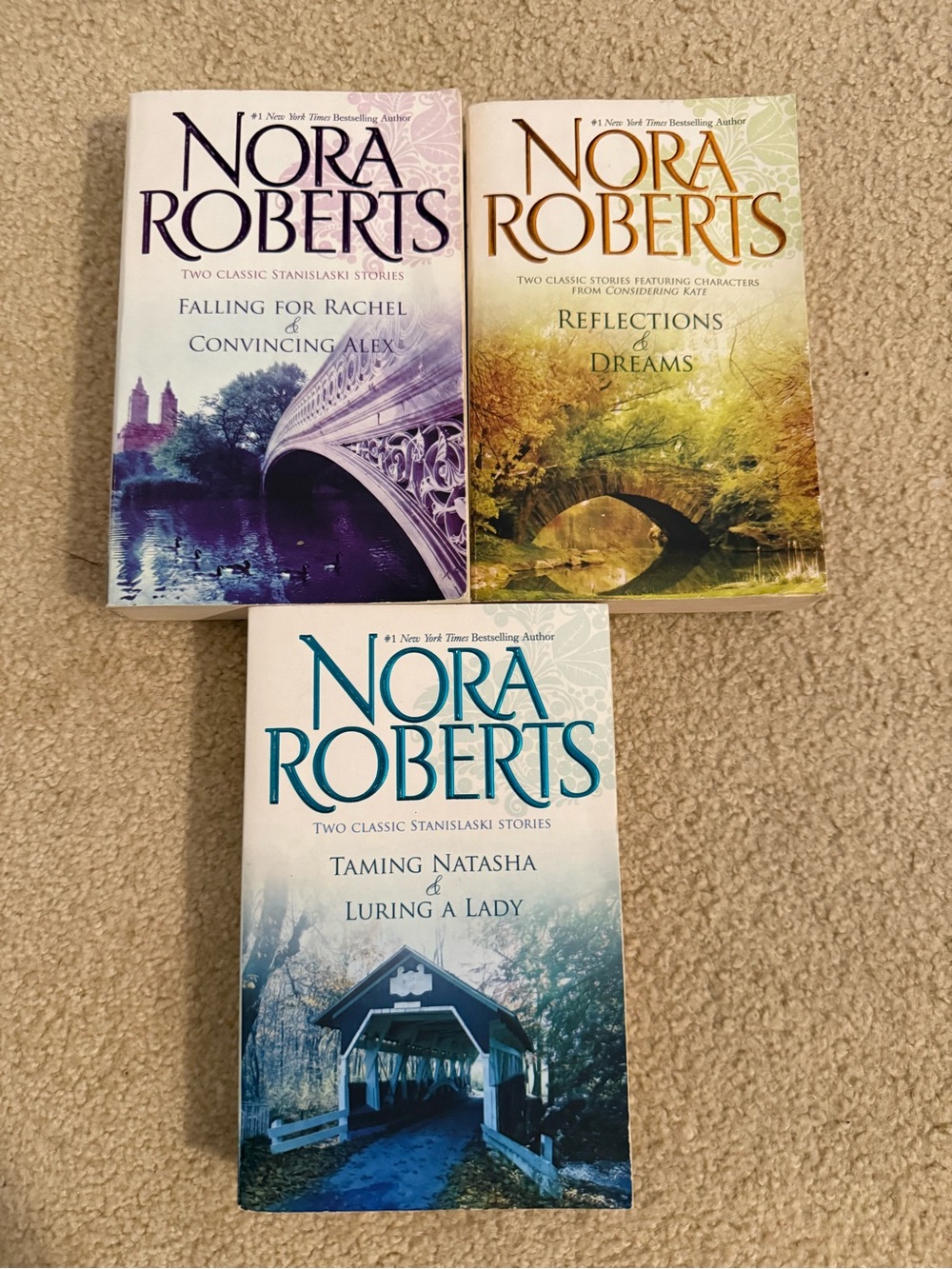 Nora Roberts Paperback Book Set – Assorted Covers (Blue, Purple, Green)